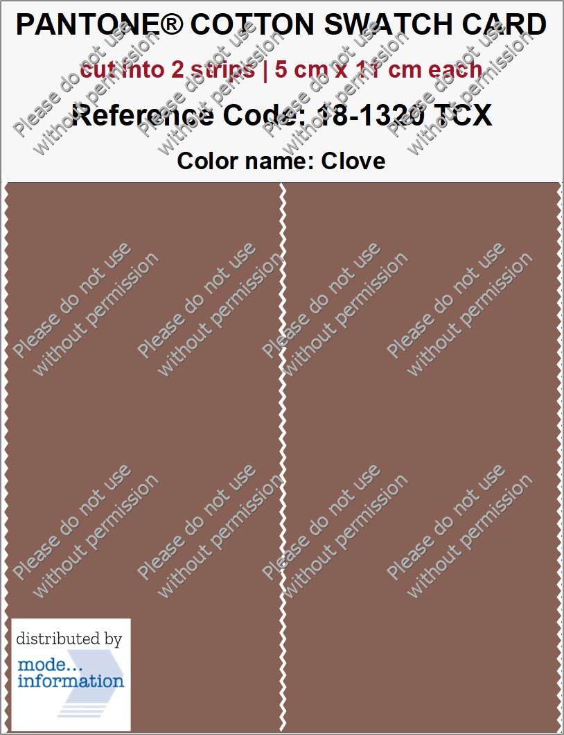 PANTONE COTTON SWATCH CARD 18-1320 TCX Clove (cut into 2 strips | 5 cm x 11 cm)