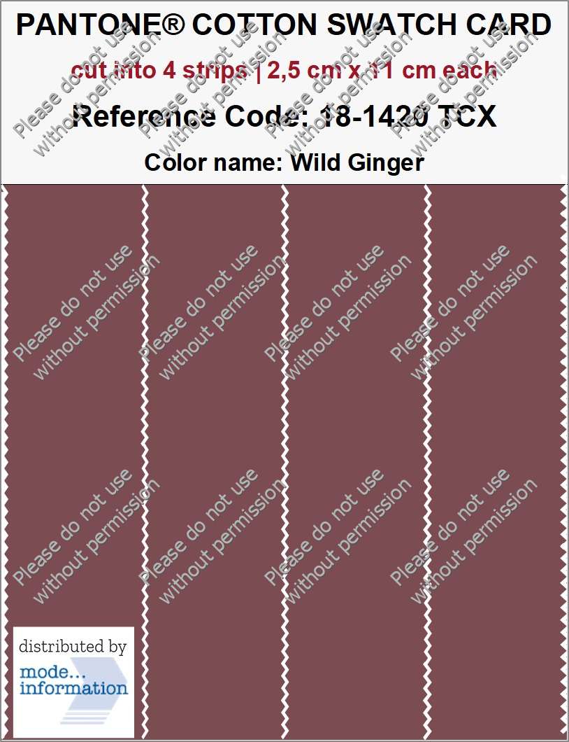 PANTONE COTTON SWATCH CARD 18-1420 TCX Wild Ginger (cut into 4 strips | 2,5 cm x 11 cm)