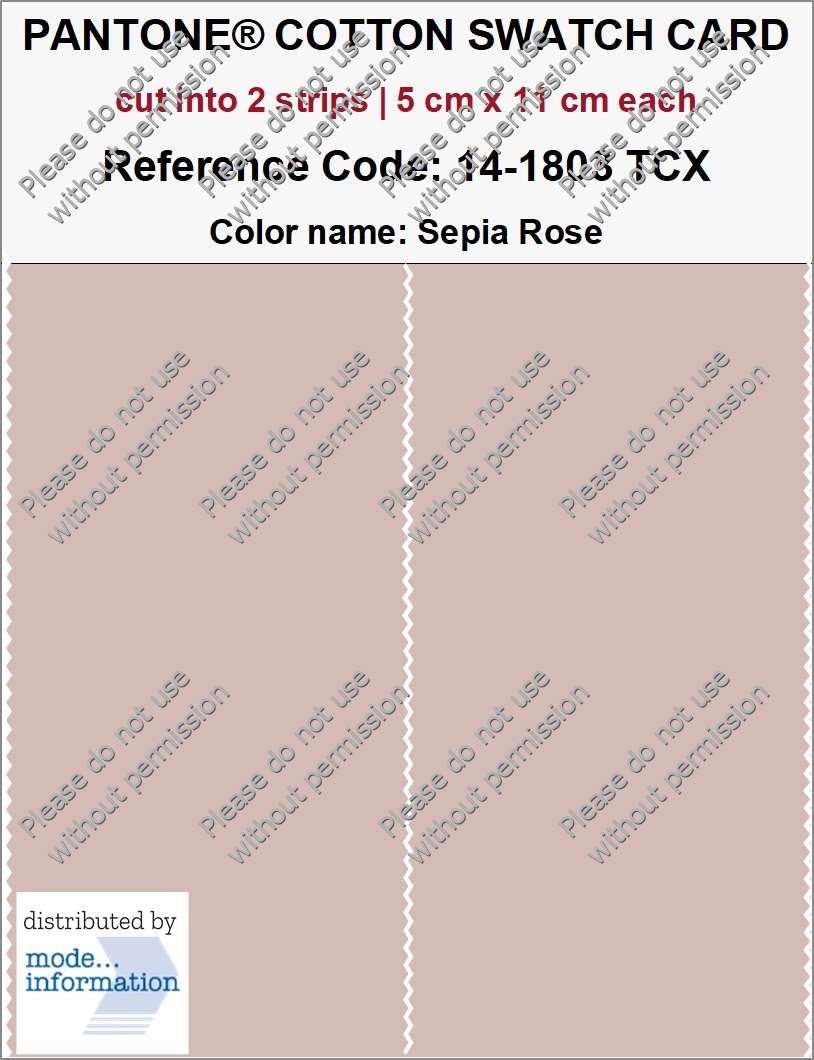 PANTONE COTTON SWATCH CARD 14-1803 TCX Sepia Rose (cut into strips…
