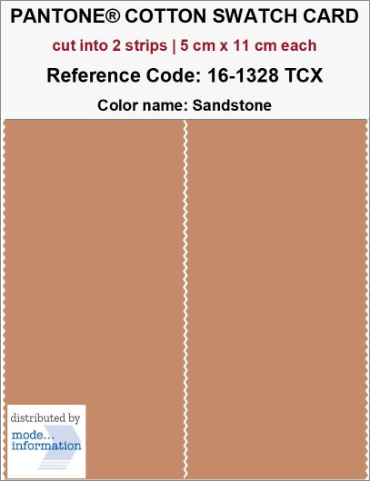 PANTONE COTTON SWATCH CARD 16-1328 TCX Sandstone (cut into 2 strips…