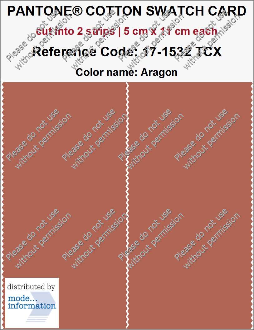 PANTONE COTTON SWATCH CARD 17-1532 TCX Aragon (cut into 2 strips | 5 cm x 11 cm)