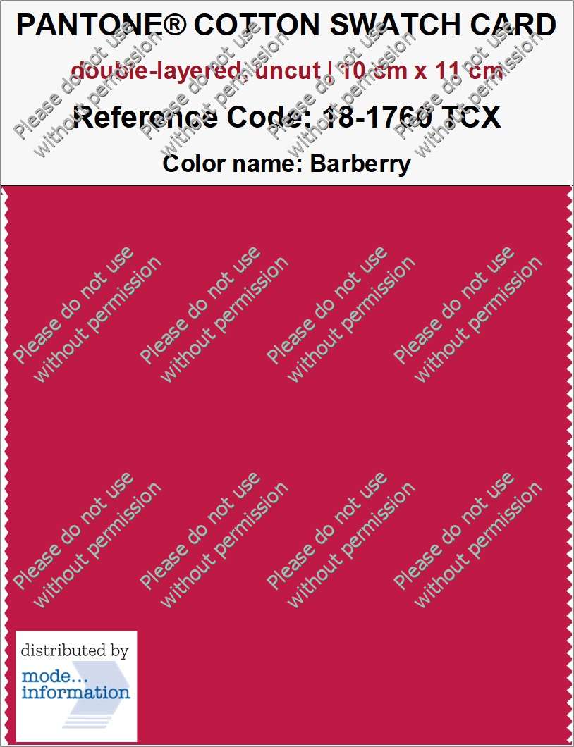 ✴︎showay✴︎ PANTONE COTTON SWATCH CARD 18-1760 TCX Barberry (double