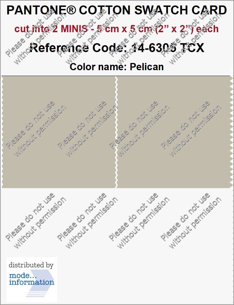 PANTONE COTTON SWATCH CARD 14-6305 TCX Pelican (cut into 2 MINIS | 5 cm x 5 cm)