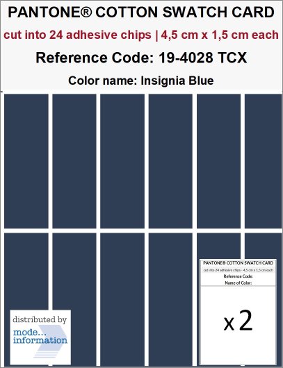 PANTONE COTTON SWATCH CARD 19-4028 TCX Insignia Blue (cut into 24 ad…