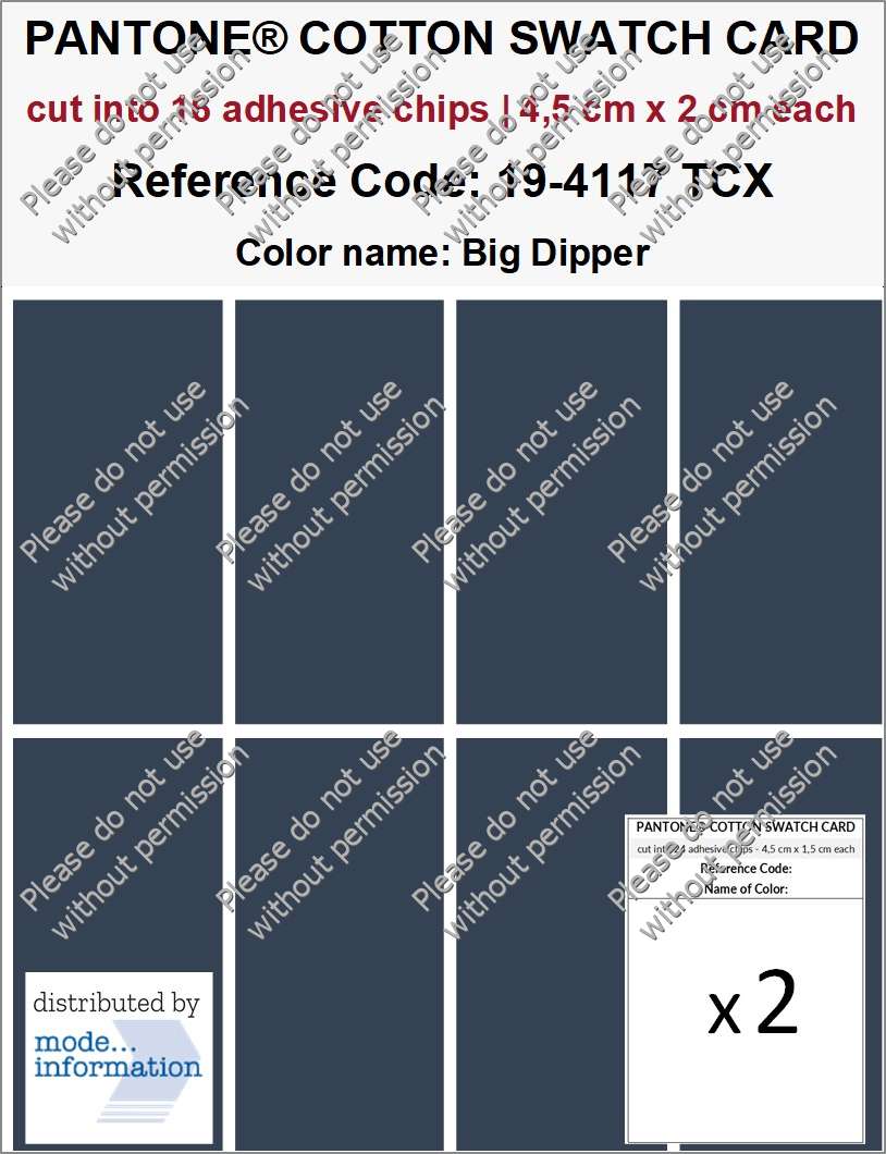COLOR GUIDE セット 1, 2, 3 BUY Pantone Cotton Swatch 19-4117 Big Dipper