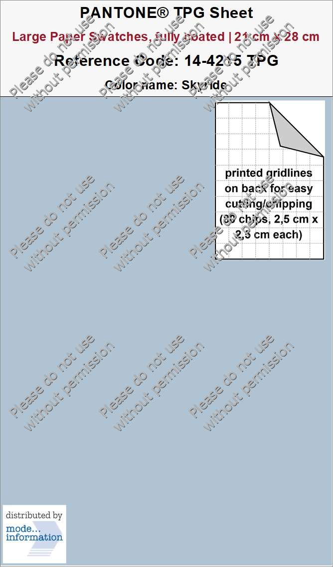 PANTONE TPG Sheet 14-4215 TPG Skyride (Large Paper Swatch Card, fully coated | 21 cm x 28 cm)